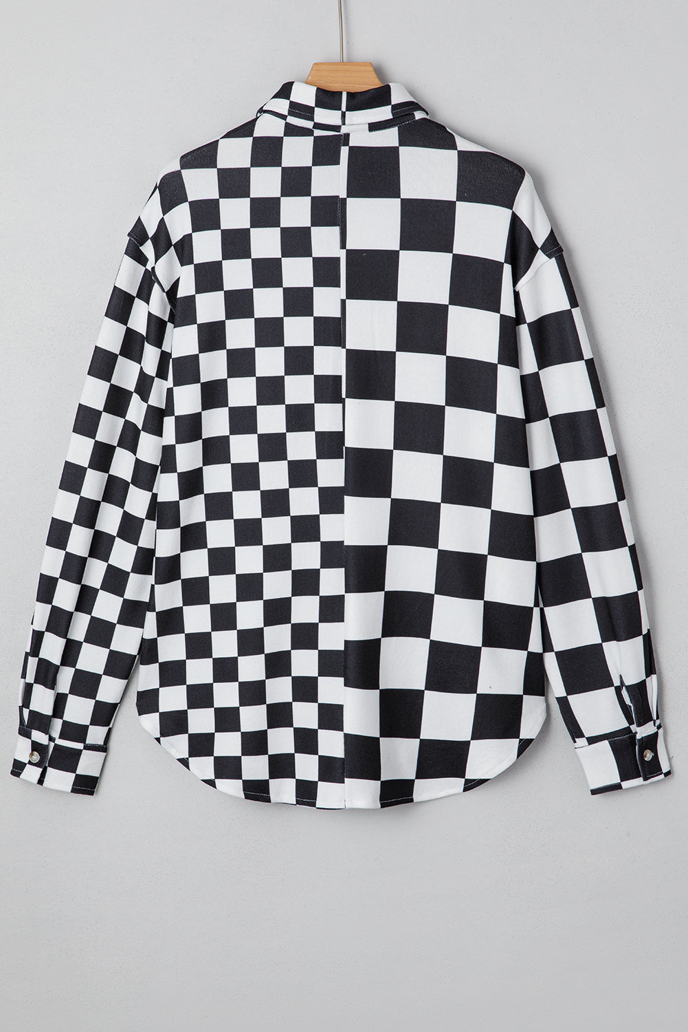 Black Checkerboard Flap Pocket Button Front Shacket For Casual Wear Lightweight Street Style Outerwear Dear-Lover Dropshipping